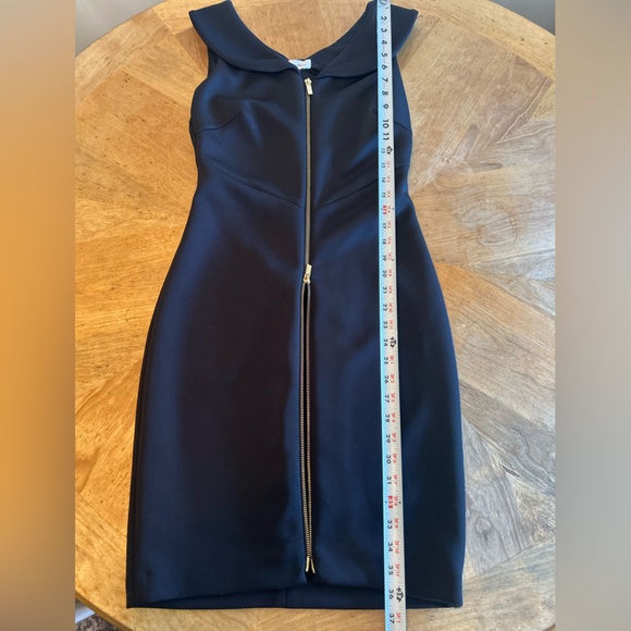 Calvin Klein Black scuba sheath Dress With Gold Zipper Front. Size: 4P - Picture 10 of 11